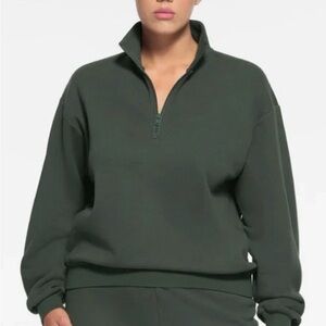 SKIMS Forest Green Half-Zip Sweatshirt